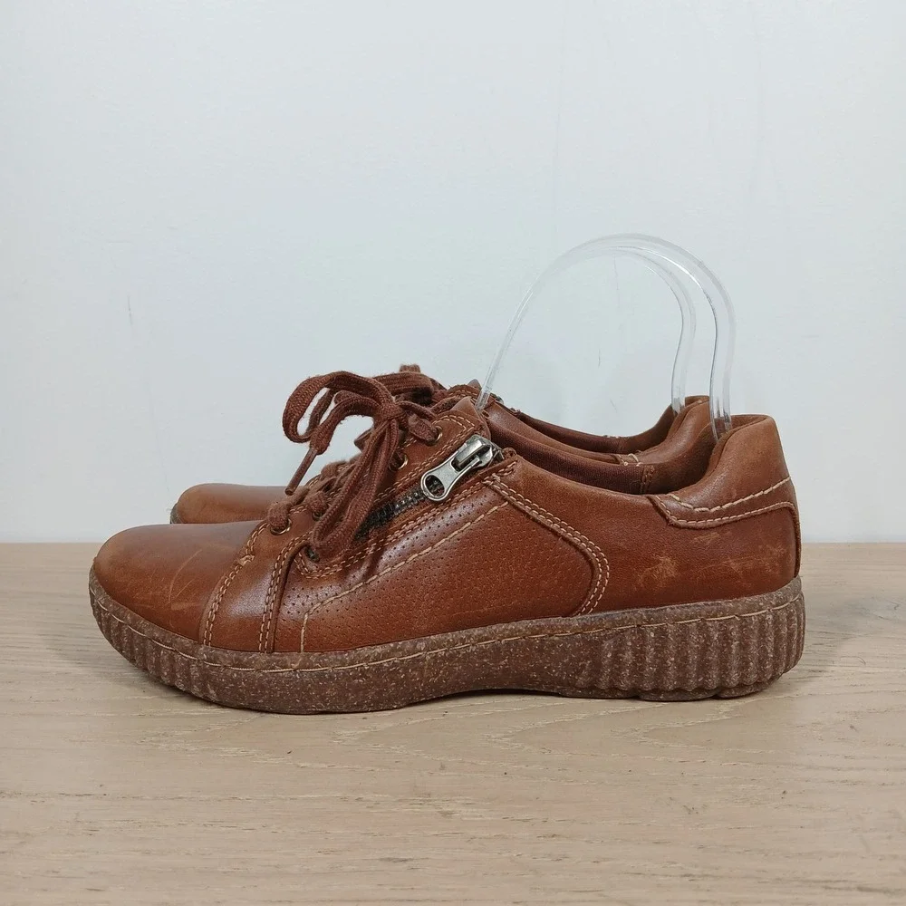 Clarks Collection Sneakers Womens 7 Brown Leather Platform Creeper Comfort Retro